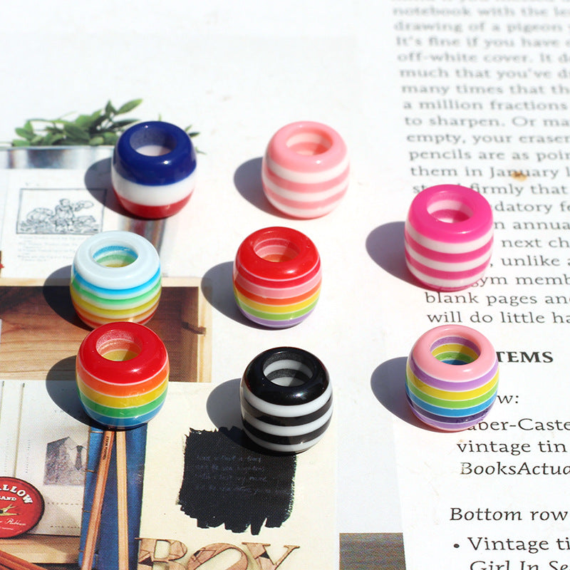 100 piezas al por mayor de 100*12 mm Rainbow Stripe Resin Beads